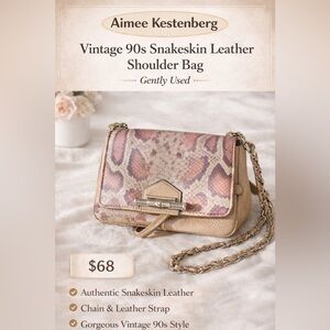 Aimee Kestenberg leather snakeskin shoulder bag vintage 90's gently used